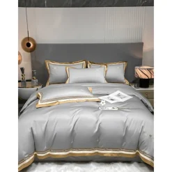 4PCS Duvet Cover Bedding Set 100% Organic Cotton Soft and Breathable Fabric Includes Duvet Cover and Pillowcases for a Comfortable Sleep