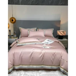 4PCS Duvet Cover Bedding Set 100% Organic Cotton Soft and Breathable Fabric Includes Duvet Cover and Pillowcases for a Comfortable Sleep