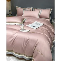 4PCS Duvet Cover Bedding Set 100% Organic Cotton Soft and Breathable Fabric Includes Duvet Cover and Pillowcases for a Comfortable Sleep
