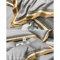 4PCS Duvet Cover Bedding Set 100% Organic Cotton Soft and Breathable Fabric Includes Duvet Cover and Pillowcases for a Comfortable Sleep