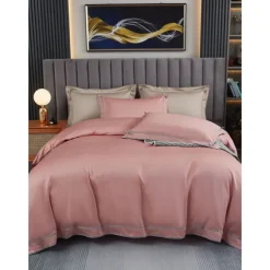 4PCS Duvet Cover Bedding Set 100% Organic Cotton Soft and Breathable Fabric Includes Duvet Cover and Pillowcases for a Comfortable Sleep