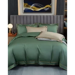 4PCS Duvet Cover Bedding Set 100% Organic Cotton Soft and Breathable Fabric Includes Duvet Cover and Pillowcases for a Comfortable Sleep