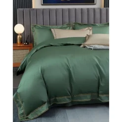 4PCS Duvet Cover Bedding Set 100% Organic Cotton Soft and Breathable Fabric Includes Duvet Cover and Pillowcases for a Comfortable Sleep