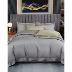 4PCS Duvet Cover Bedding Set 100% Organic Cotton Soft and Breathable Fabric Includes Duvet Cover and Pillowcases for a Comfortable Sleep