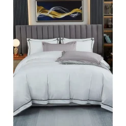 4PCS Duvet Cover Bedding Set 100% Organic Cotton Soft and Breathable Fabric Includes Duvet Cover and Pillowcases for a Comfortable Sleep