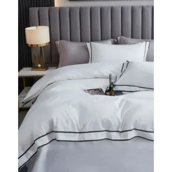 4PCS Duvet Cover Bedding Set 100% Organic Cotton Soft and Breathable Fabric Includes Duvet Cover and Pillowcases for a Comfortable Sleep