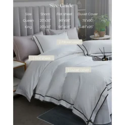 4PCS Duvet Cover Bedding Set 100% Organic Cotton Soft and Breathable Fabric Includes Duvet Cover and Pillowcases for a Comfortable Sleep