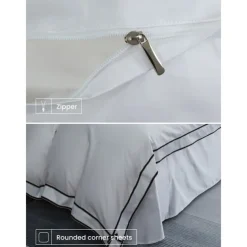4PCS Duvet Cover Bedding Set 100% Organic Cotton Soft and Breathable Fabric Includes Duvet Cover and Pillowcases for a Comfortable Sleep