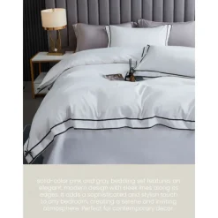 4PCS Duvet Cover Bedding Set 100% Organic Cotton Soft and Breathable Fabric Includes Duvet Cover and Pillowcases for a Comfortable Sleep