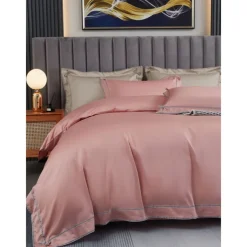 4PCS Duvet Cover Bedding Set 100% Organic Cotton Soft and Breathable Fabric Includes Duvet Cover and Pillowcases for a Comfortable Sleep