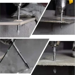 5pcs Efficient Universal Drilling Tools, Multifunctional Triangle Cross Alloy Drill Bit Set, Cemented Carbide Anti-Rust Attachments For Power Tools, Cross Spear Head Drill Bits