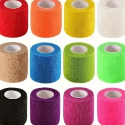 12PCS Elastic Self-Adhesive Bandages - Durable First Aid Wrap for Sports Wrist & Ankle Support - Comfortable Reusable Quick-Apply 12-Color Variety Set