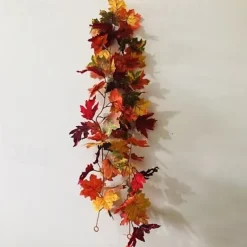 5pcs Fall Maple Leaf Garland Lights LED String Lights 1.7M 20LEDs Holiday Party Garden Thanksgiving Harvest Festival Halloween Decorative Light without Battery