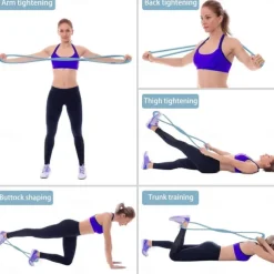 3pcs Figure 8 Exercise Resistance Bands with Handles for Women Men Arms Shoulders Back Legs Keep Shaped, Full Body Fitness Workout Yoga Pulling Rope for Home Gym, 15/25/35 Lbs Elastic Set