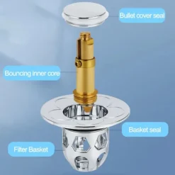 2pcs Flower Hair Cather Shower Drain, Pop-Up Bounce Core Basin Drain Filter, Sink Strainer Bathtub Stopper Bath Plug Bathroom Gadgets