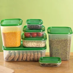 17PCS Food Container Fridge Bins, Leakproof Food Grade Plastic Various Sizes with Lid for Leftover Meals
