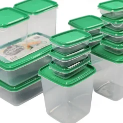 17PCS Food Container Fridge Bins, Leakproof Food Grade Plastic Various Sizes with Lid for Leftover Meals