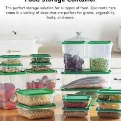 17PCS Food Container Fridge Bins, Leakproof Food Grade Plastic Various Sizes with Lid for Leftover Meals