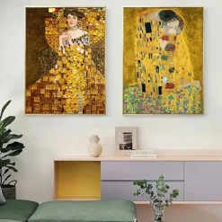 2pcs Frameless Classic Artist Gustav Klimt Kiss Abstract Oil Painting On Canvas Print Poster Modern Art Wall Pictures For Living Room Decor