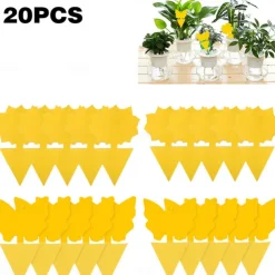 20Pcs Fruit Fly Traps Fungus Gnat Traps Yellow Sticky Bug Traps Non-Toxic and Odorless for Indoor Outdoor Use Protect The Plant.