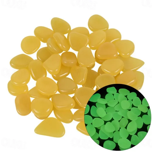 100Pcs Garden Decor Luminous Stones Glow In Dark Decorative Pebbles Pebble Rocks Outdoor Fish Tank Aquarium Decorations