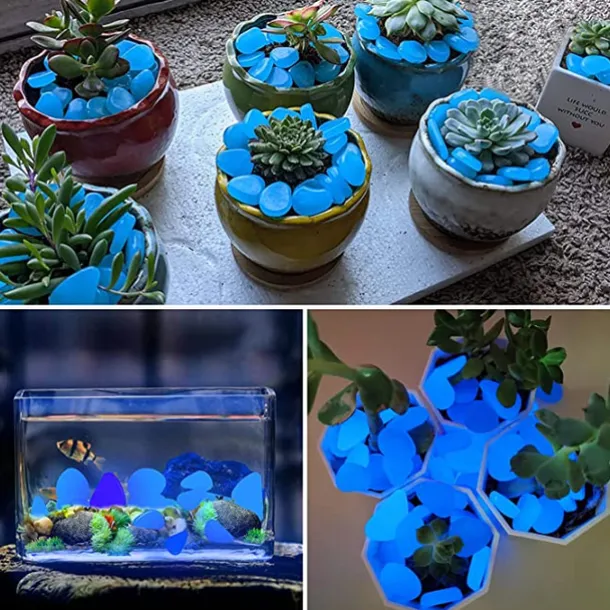 100Pcs Garden Decor Luminous Stones Glow In Dark Decorative Pebbles Pebble Rocks Outdoor Fish Tank Aquarium Decorations