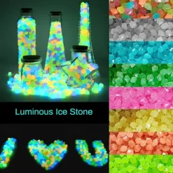 500PCS Garden Decoration Pebbles, Glow in The Dark Luminous Stones, Decorative Pebbles for Outdoor, Fish Tank, and Aquarium Decor