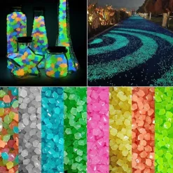 500PCS Garden Decoration Pebbles, Glow in The Dark Luminous Stones, Decorative Pebbles for Outdoor, Fish Tank, and Aquarium Decor