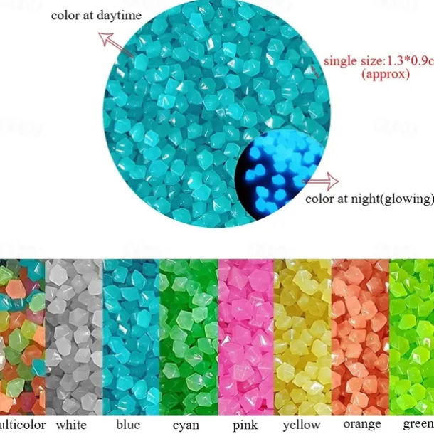 500PCS Garden Decoration Pebbles, Glow in The Dark Luminous Stones, Decorative Pebbles for Outdoor, Fish Tank, and Aquarium Decor