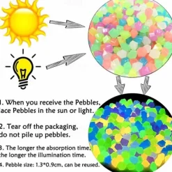 500PCS Garden Decoration Pebbles, Glow in The Dark Luminous Stones, Decorative Pebbles for Outdoor, Fish Tank, and Aquarium Decor