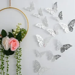 12pcs Golden Butterfly Decorations - 3D Wall Art for Parties, Crafts, and Baby Showers - Easy to Apply Stickers for Beautiful and Elegant Decor