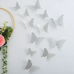 12pcs Golden Butterfly Decorations - 3D Wall Art for Parties, Crafts, and Baby Showers - Easy to Apply Stickers for Beautiful and Elegant Decor