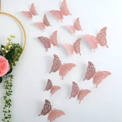 12pcs Golden Butterfly Decorations - 3D Wall Art for Parties, Crafts, and Baby Showers - Easy to Apply Stickers for Beautiful and Elegant Decor