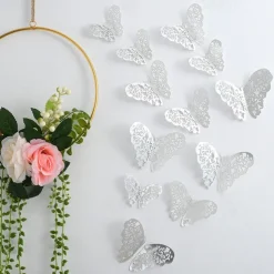 12pcs Golden Butterfly Decorations - 3D Wall Art for Parties, Crafts, and Baby Showers - Easy to Apply Stickers for Beautiful and Elegant Decor