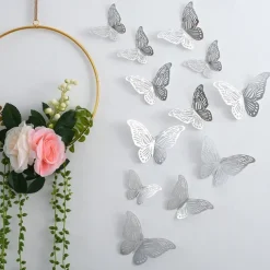 12pcs Golden Butterfly Decorations - 3D Wall Art for Parties, Crafts, and Baby Showers - Easy to Apply Stickers for Beautiful and Elegant Decor