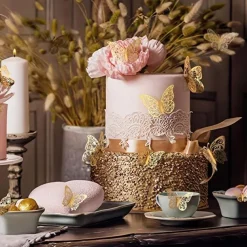 12pcs Golden Butterfly Decorations - 3D Wall Art for Parties, Crafts, and Baby Showers - Easy to Apply Stickers for Beautiful and Elegant Decor