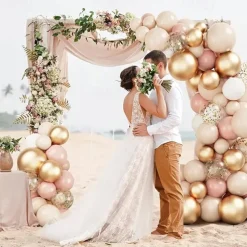 122pcs Golden Latex Balloon Chain Wedding Proposal Venue Decoration Balloon