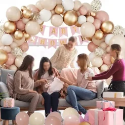 122pcs Golden Latex Balloon Chain Wedding Proposal Venue Decoration Balloon