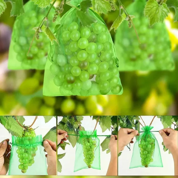 50Pcs Grapes Fruit Protection Bags Garden Mesh Bags Agricultural Orchard Pest Control Anti-Bird Netting Vegetable Bags