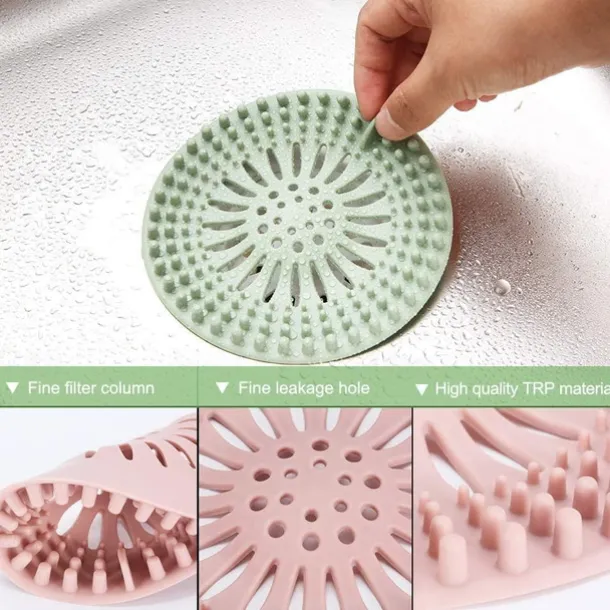 5pcs Hair Catcher, Durable Silicone Hair Stopper, Shower Drain Covers, Easy To Install And Clean, Suit For Bathroom Bathtub And Kitchen