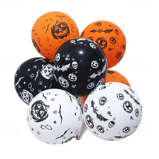 100pcs Halloween Balloon Decoration Set Printing Party Supplies Bat Halloween Props Halloween Latex Pumpkin Balloons
