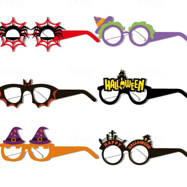 6pcs Halloween Glasses Spider Wizard Bat Tombstone Cross border Children's Party Paper 3D Glasses Photography Prop