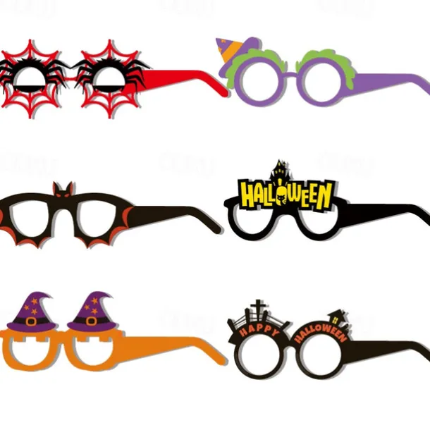 6pcs Halloween Glasses Spider Wizard Bat Tombstone Cross border Children's Party Paper 3D Glasses Photography Prop