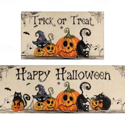 2pcs Halloween Kitchen Rugs and Mats Non-Slip Anti-Fatigue Kitchen Rug Set for Entryway ,Kitchen and Laundry