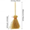 10/20pcs Halloween Mini Broom Red Rope Straw Brooms Hanging Decorations for Halloween Party Costume Witch Broom Dollhouse Accessories
