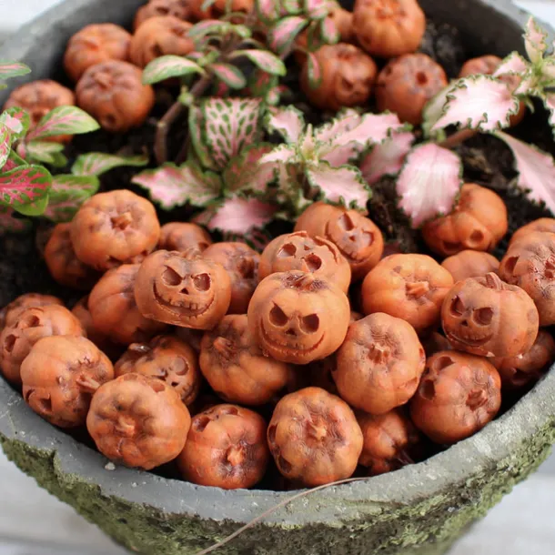 20pcs Halloween Mini Pumpkin Skull Set - Resin Party and Garden Decorations - Micro Landscape Accessories