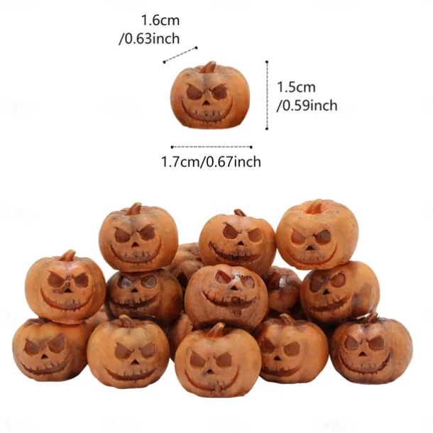 20pcs Halloween Mini Pumpkin Skull Set - Resin Party and Garden Decorations - Micro Landscape Accessories