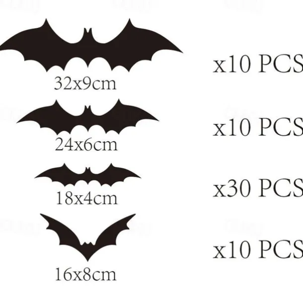 60PCS Halloween Party Supplies PVC 3D Decoration Realistic Horror Bat Spider Wall Accent, DIY Halloween Decoration Home Interior Window Decoration Set (Balck)