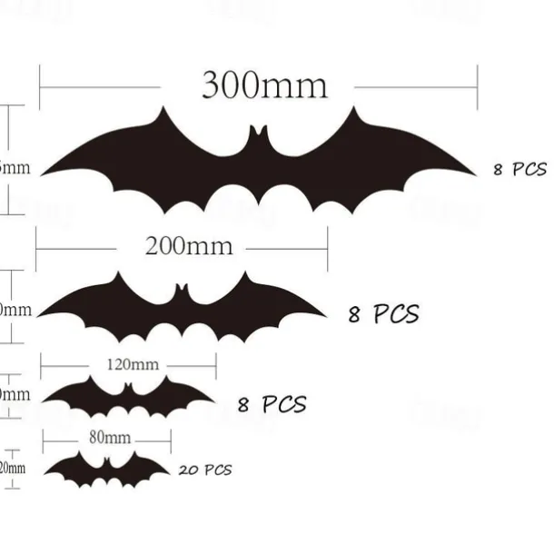 60PCS Halloween Party Supplies PVC 3D Decoration Realistic Horror Bat Spider Wall Accent, DIY Halloween Decoration Home Interior Window Decoration Set (Balck)