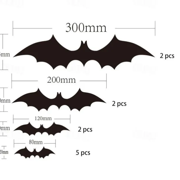 60PCS Halloween Party Supplies PVC 3D Decoration Realistic Horror Bat Spider Wall Accent, DIY Halloween Decoration Home Interior Window Decoration Set (Balck)